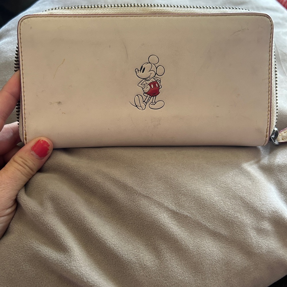 Coach Cream Wallet with Mickey Mouse Design